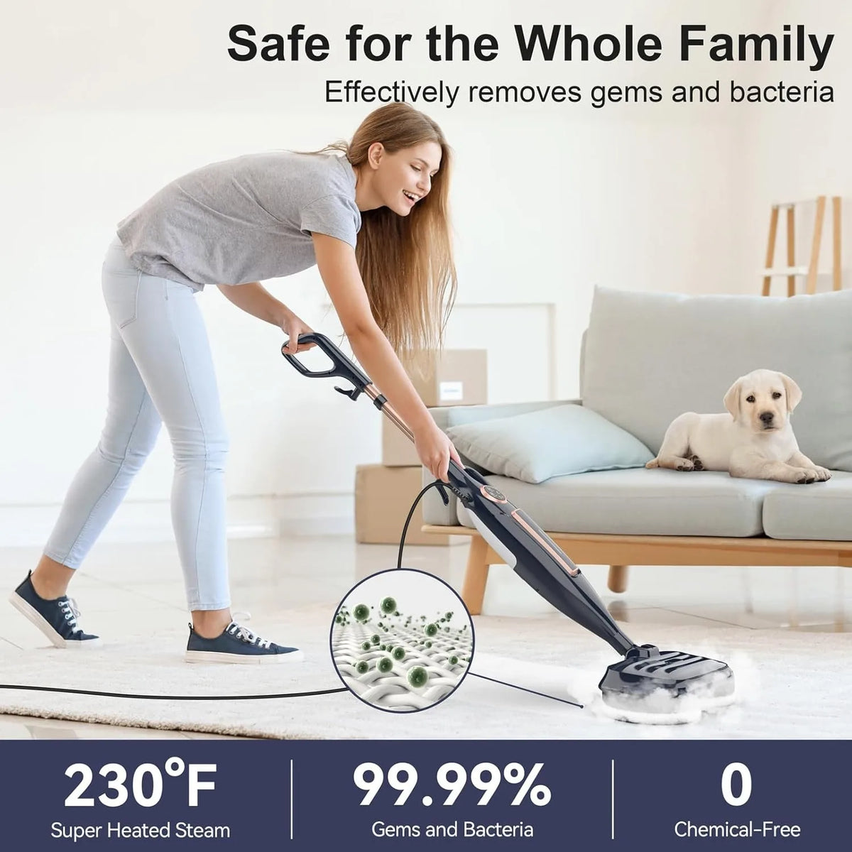 INSE Steam Mop Cleaner With Rotating Pad For Hard Floors