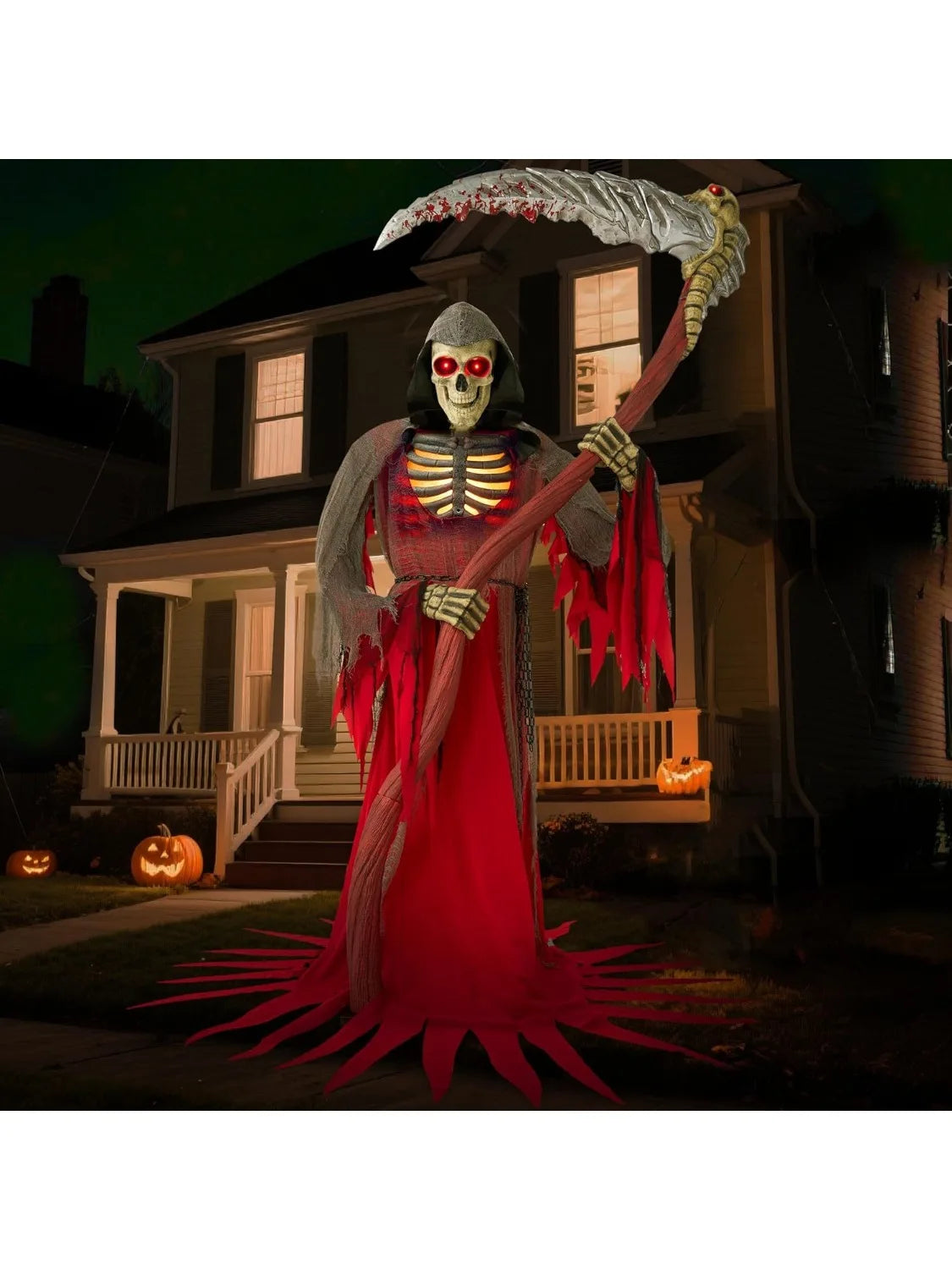Animated Grim Reaper Halloween Decoration with Light and Infrared Sensor