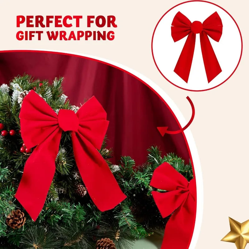 Joyfy Christmas Velvet Bows for Wreaths Garlands and Tree Decor