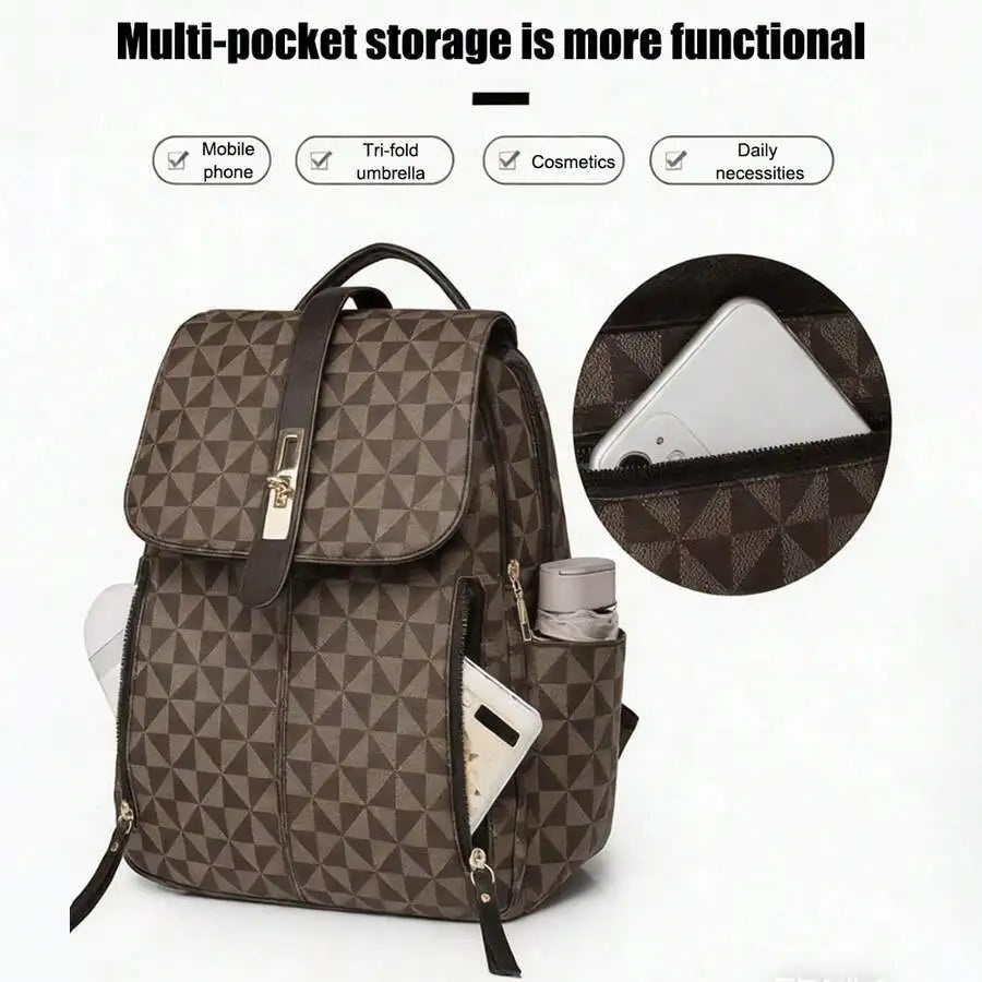Retro Leather Backpack With Organizer For Travel And Everyday Use