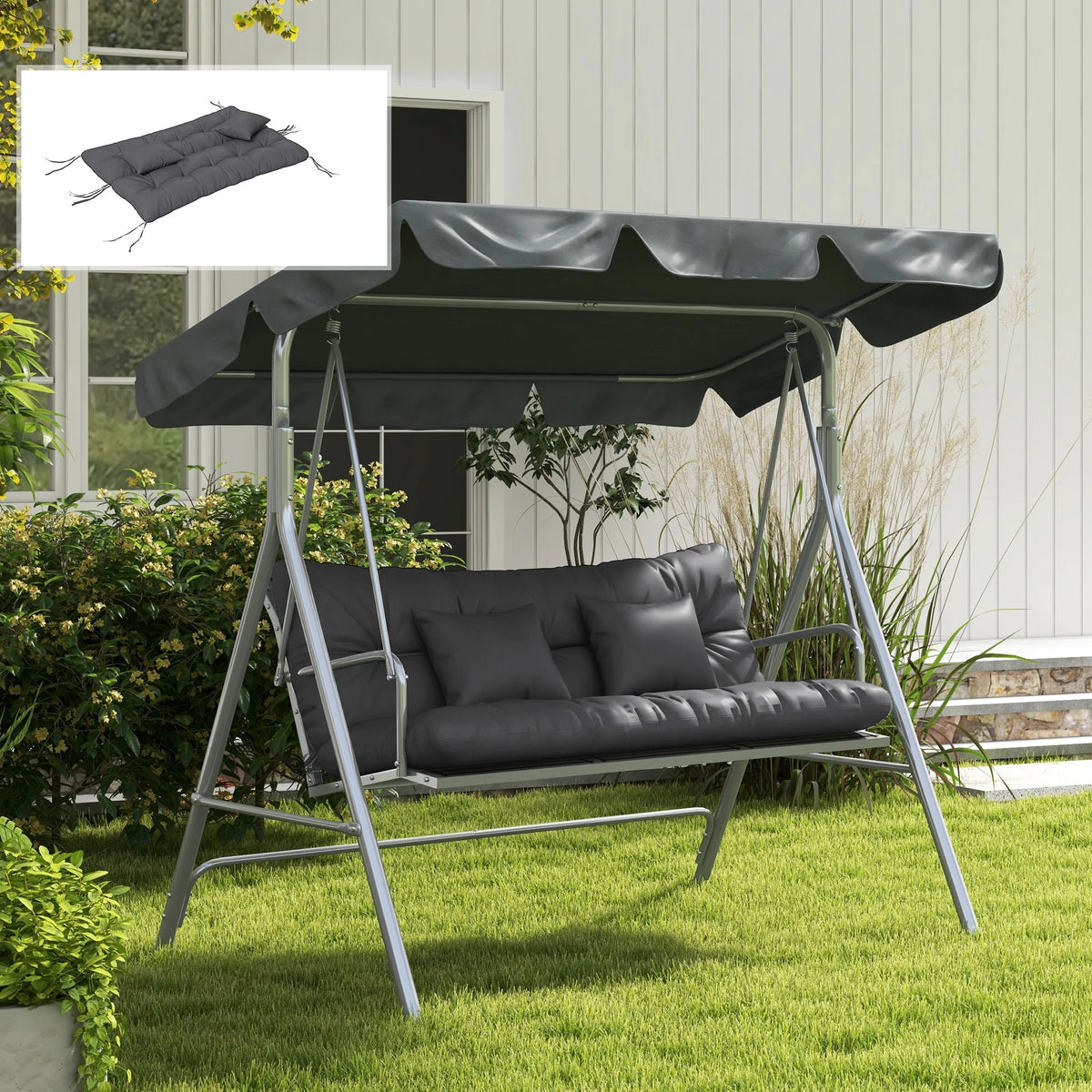 Outsunny Indoor Outdoor Chair Cushions With Back Support And Ties