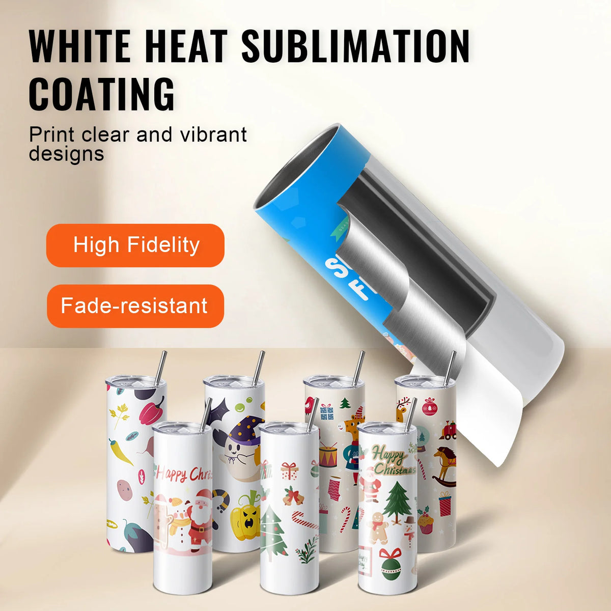 SucceBuy Stainless Steel Sublimation Tumblers for Custom Heat Transfer