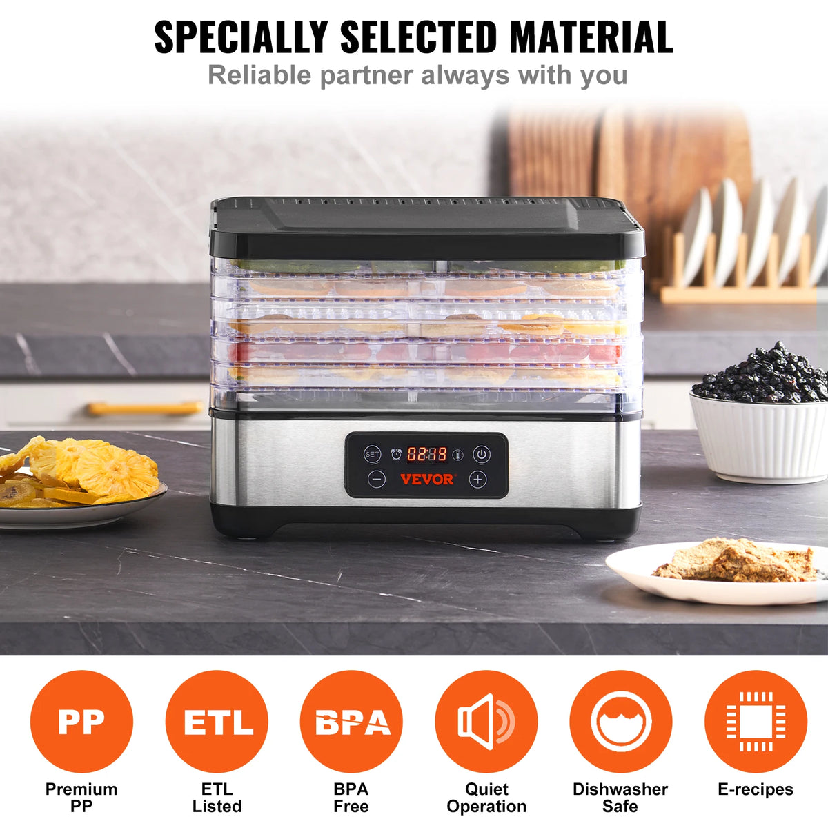 VEVOR Food Dehydrator With Digital Timer And Temperature Control