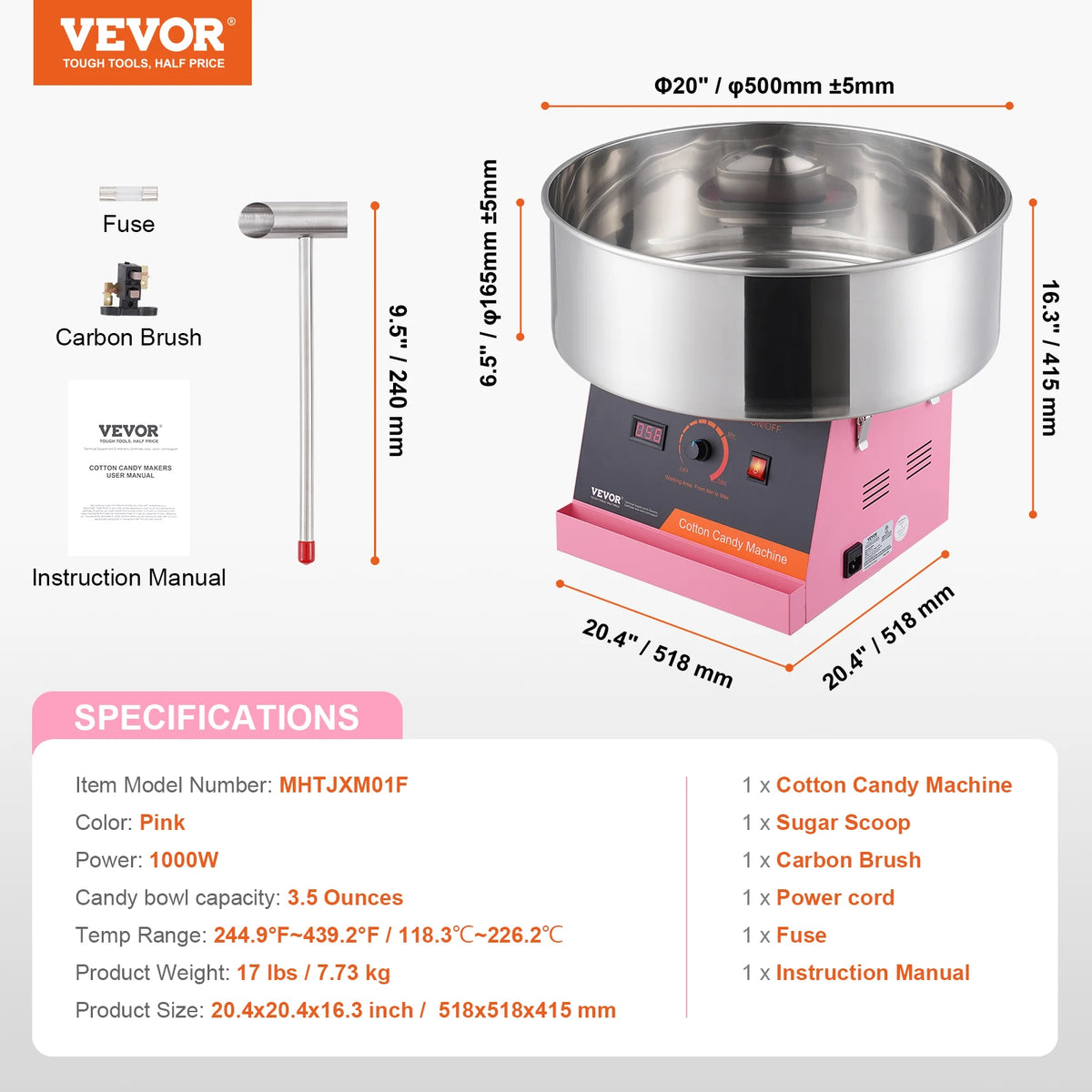 SucceBuy Commercial Electric Cotton Candy Maker With Steel Bowl