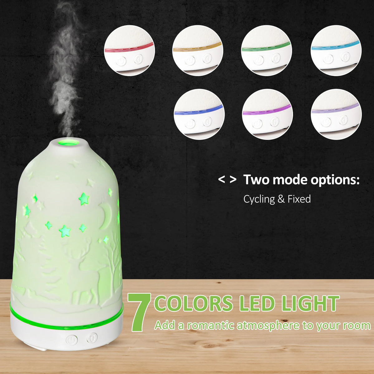 HOMCOM Ultrasonic Aromatherapy Diffuser With LED Lights