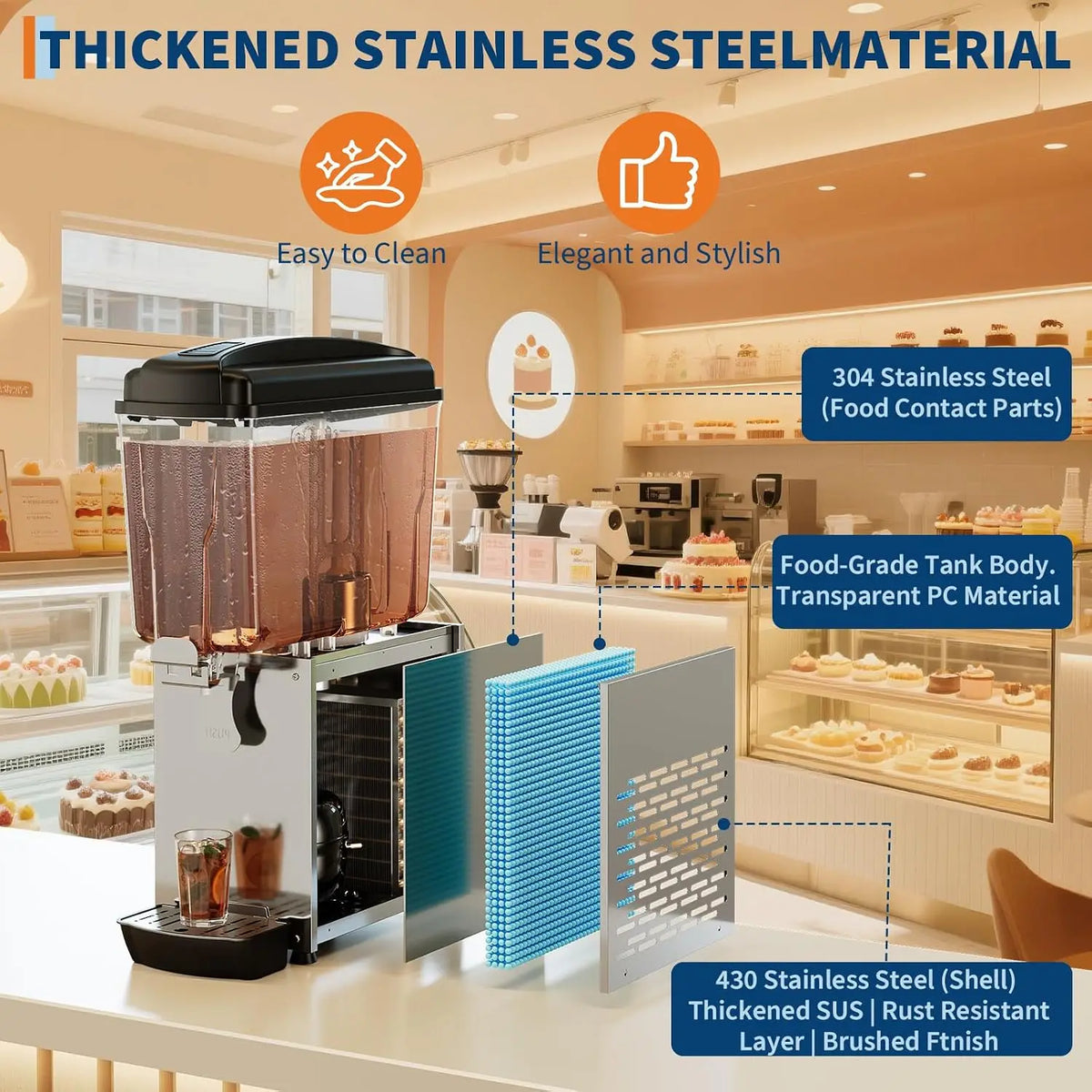 Tacleekii Commercial Cold Beverage Dispenser With Built In Mixer