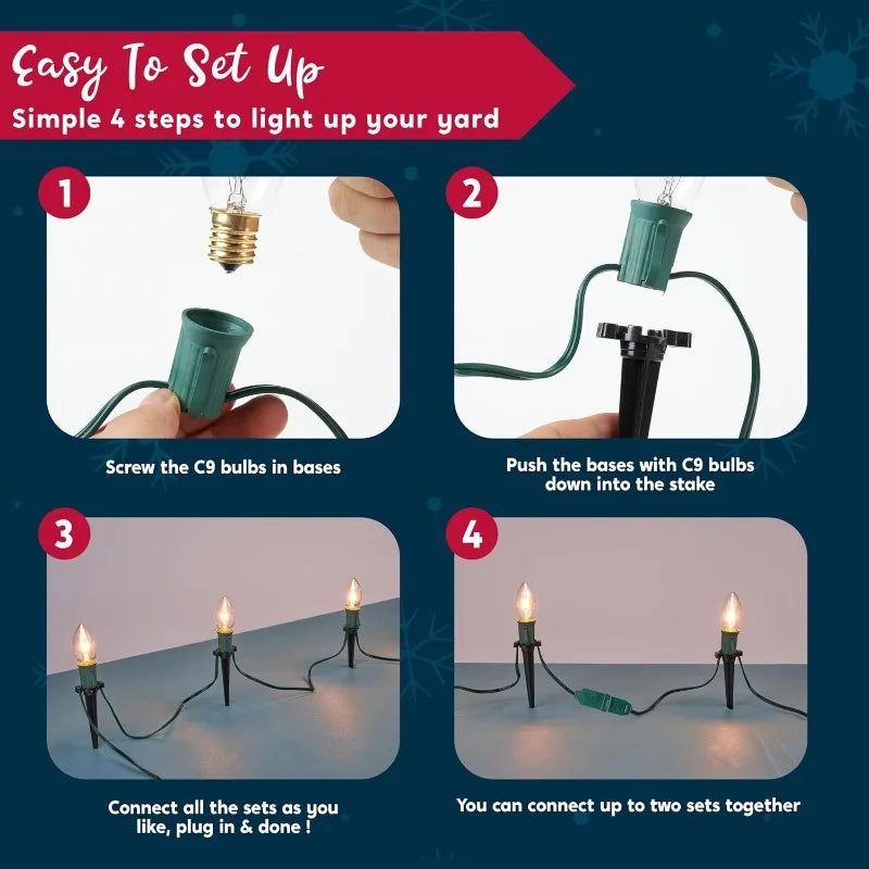 Joyfy Christmas C9 Pathway Lights for Outdoor Holiday Decor