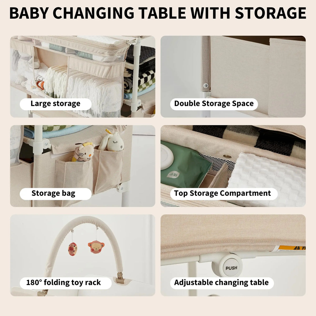 GAOMON Portable Baby Changing Table With Wheels And Storage Drawers