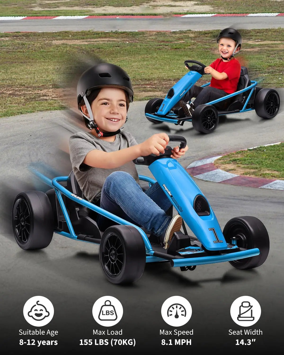 Tacleekii Electric Drift Go Kart for Kids With Dual Motors