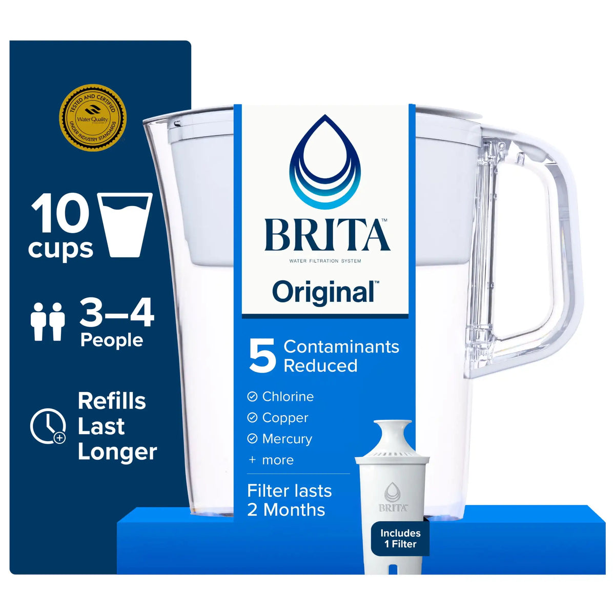 Brita Water Filter Pitcher With Standard Filtration For Better Taste