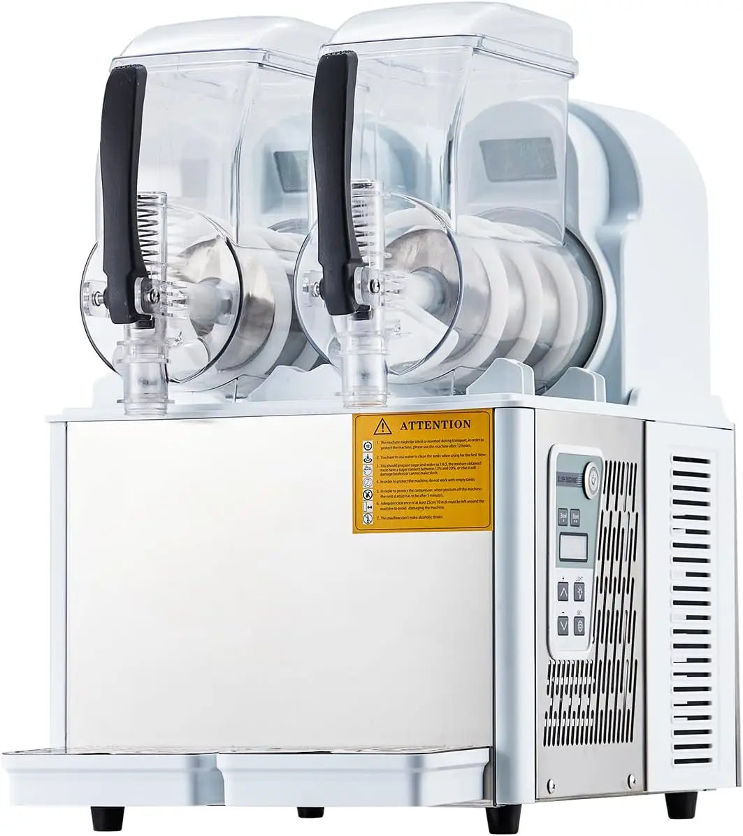 Tacleekii Commercial Slushy Machine With Dual Tanks And Temperature Control