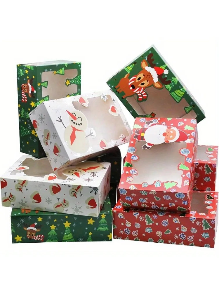 Joyfy Christmas Foil Treat Gift Boxes With Window For Cookies