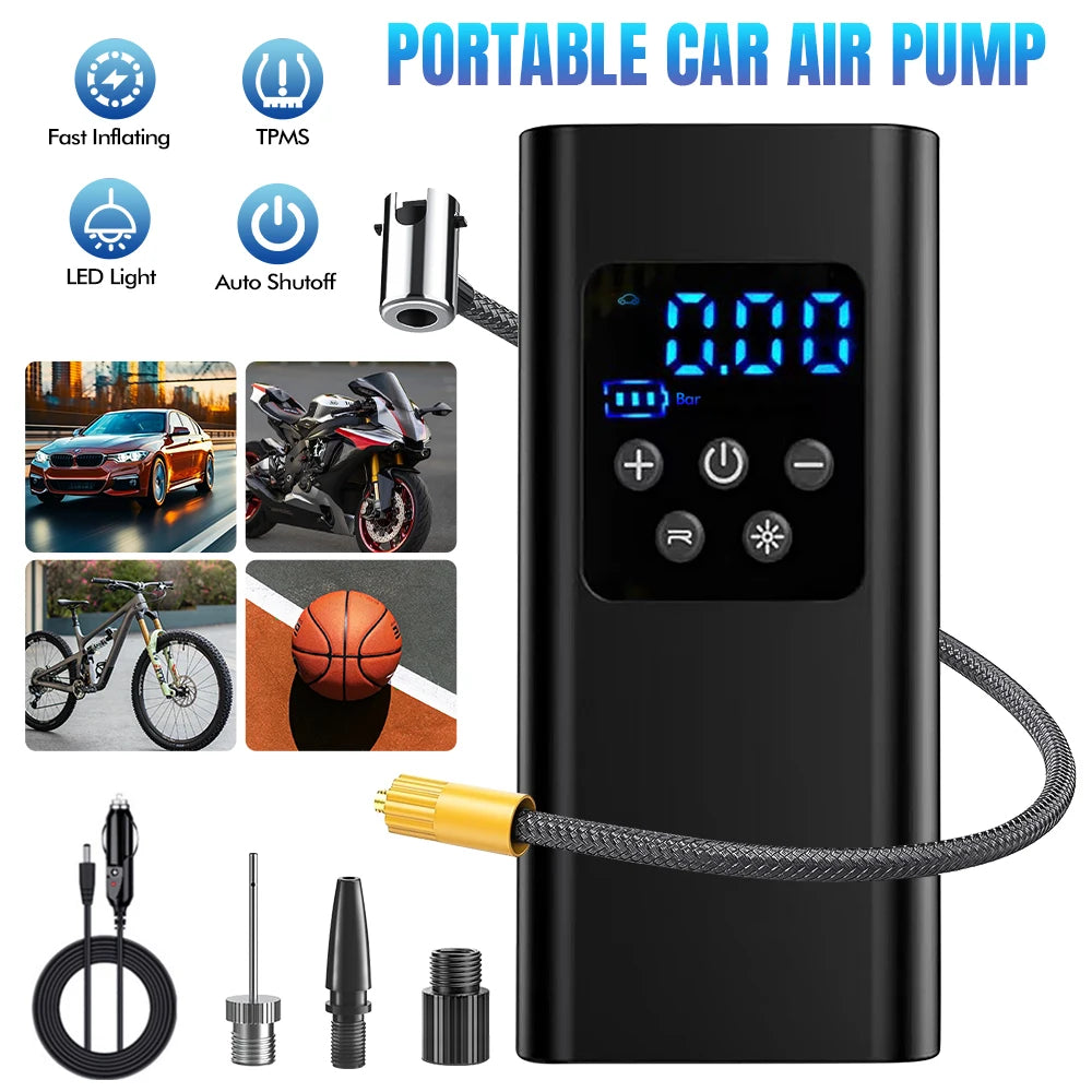 Portable Digital Tire Inflator Rechargeable Air Compressor With LED Light