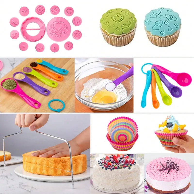 Cake Decorating Kit With Pastry Bags And Rotating Turntable Set