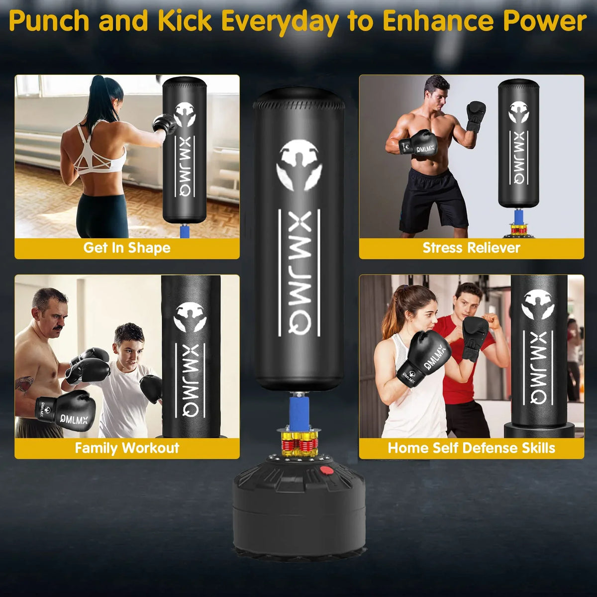 LEKARO Standing Boxing Bag With Gloves For Home Training