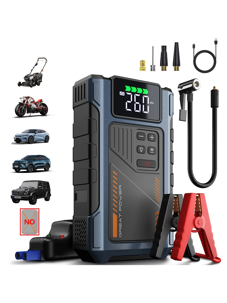 Geeneu Car Jump Starter With Air Compressor And Tire Inflator