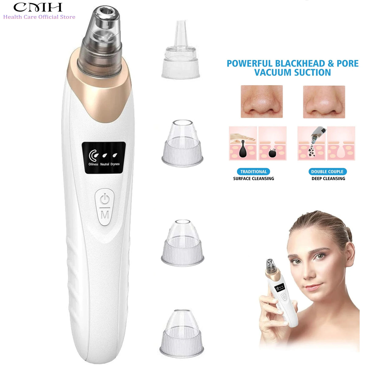 CMH Blackhead Remover Vacuum Pore Cleaner With Adjustable Suction
