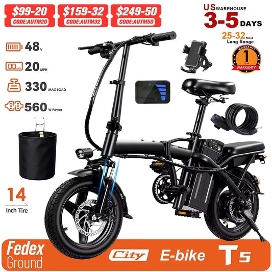 FURIDER Folding Electric Bike With Removable Battery 32 Mile Range