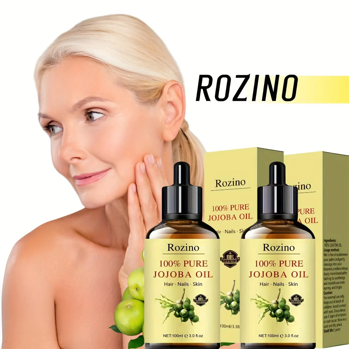 ROZINO Natural Jojoba Oil for Skin and Hair Nourishment