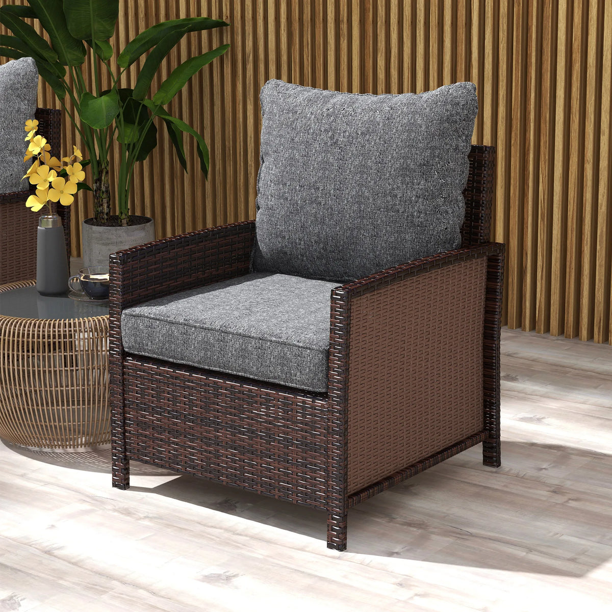 Outsunny Indoor Outdoor Chair Cushion With Backrest For Garden Furniture