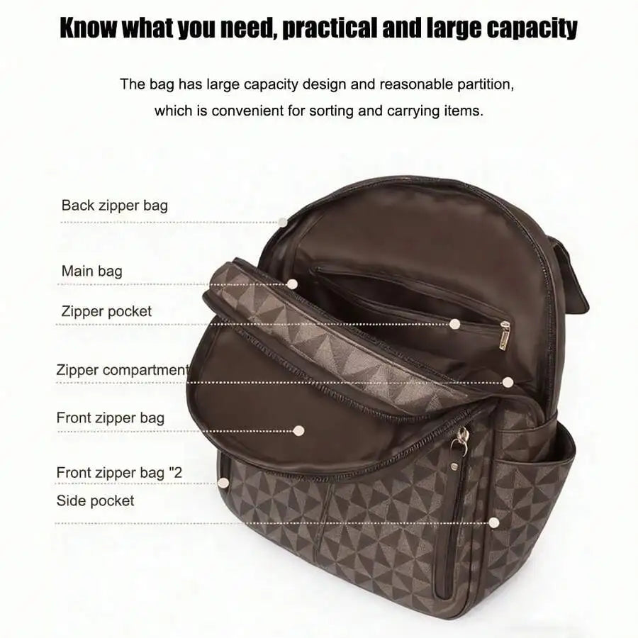 Retro Leather Backpack With Organizer For Travel And Everyday Use