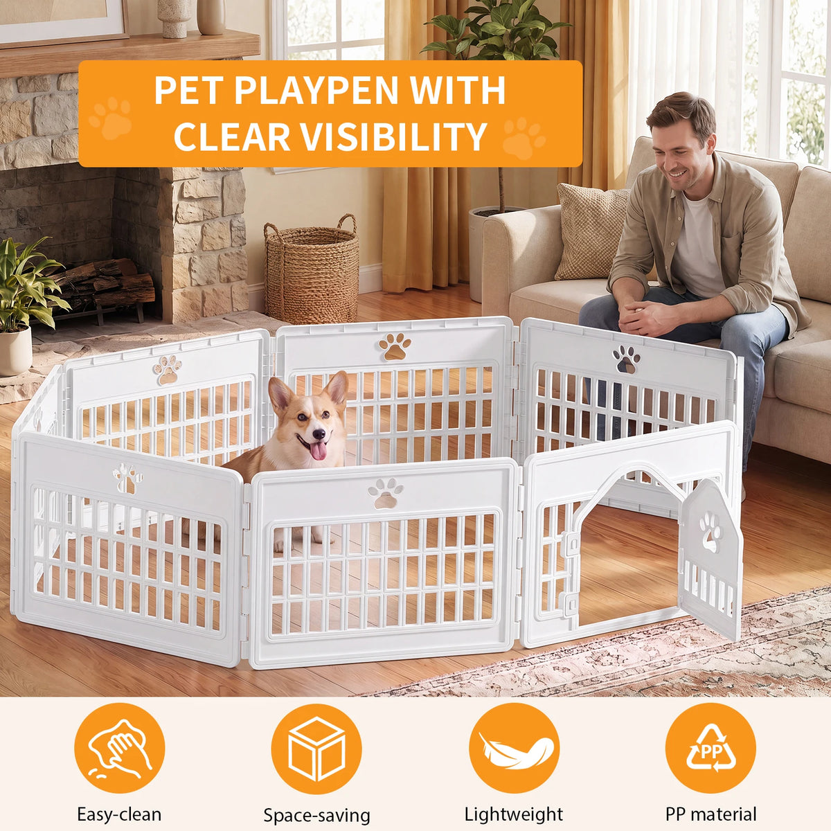 MCQ Plastic Expandable Dog Playpen for Indoor and Outdoor Use