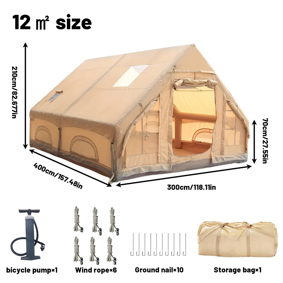 Pakicetus Inflatable Glamping Tent With Hand Pump For Outdoor Camping