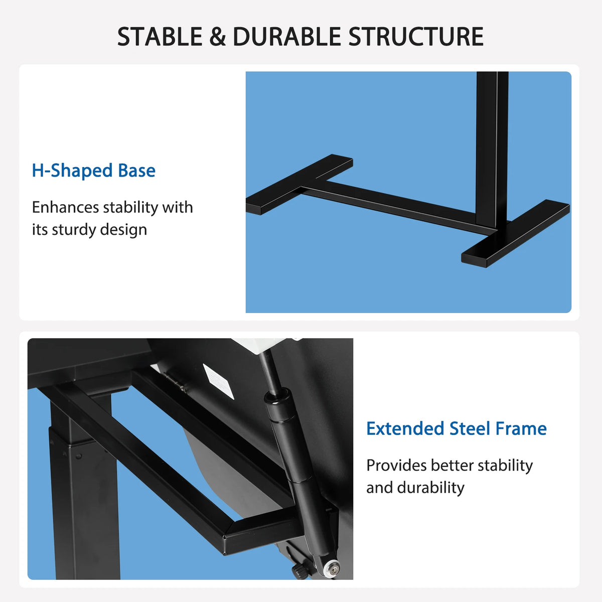 JHK Adjustable Overbed Lap Desk With Wheels And Tilting Top