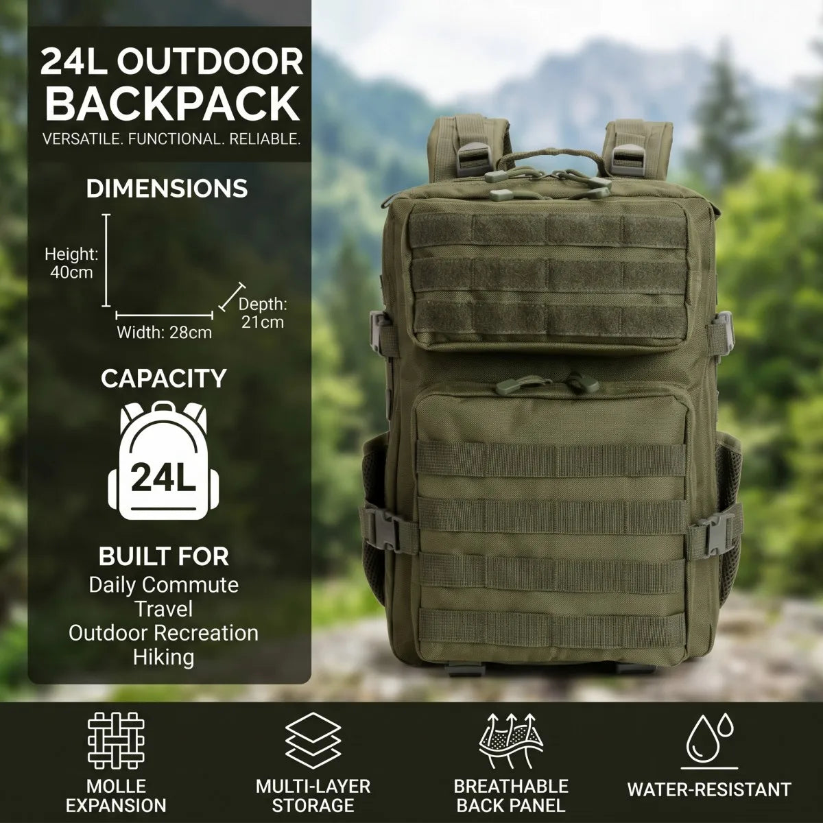 ReFire Gear Molle Backpack for Hiking and Travel