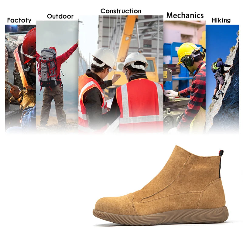 Puncture Resistant Steel Toe Industrial Safety Work Boots for Men
