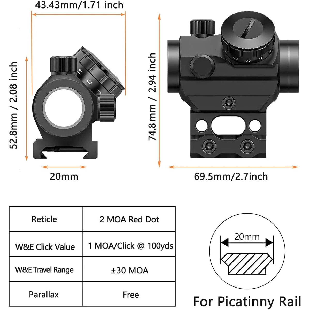 LAMBUL Red Dot Reflex Sight With Riser Mount Waterproof w/?