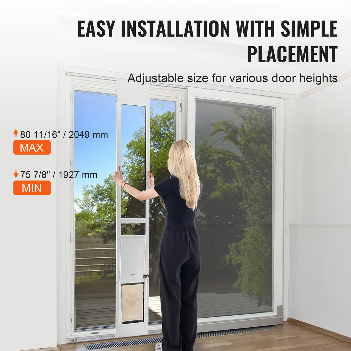 SucceBuy Sliding Glass Door Pet Door Adjustable Height Aluminum Frame