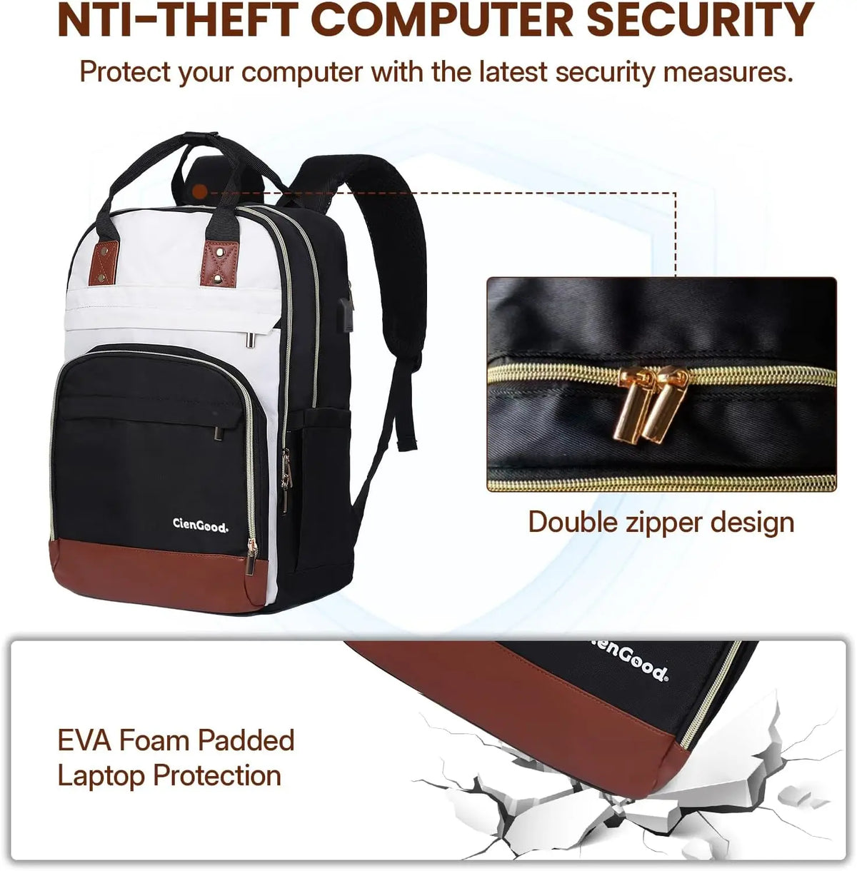 Stylish Laptop Backpack With USB Charging Port And Travel Storage