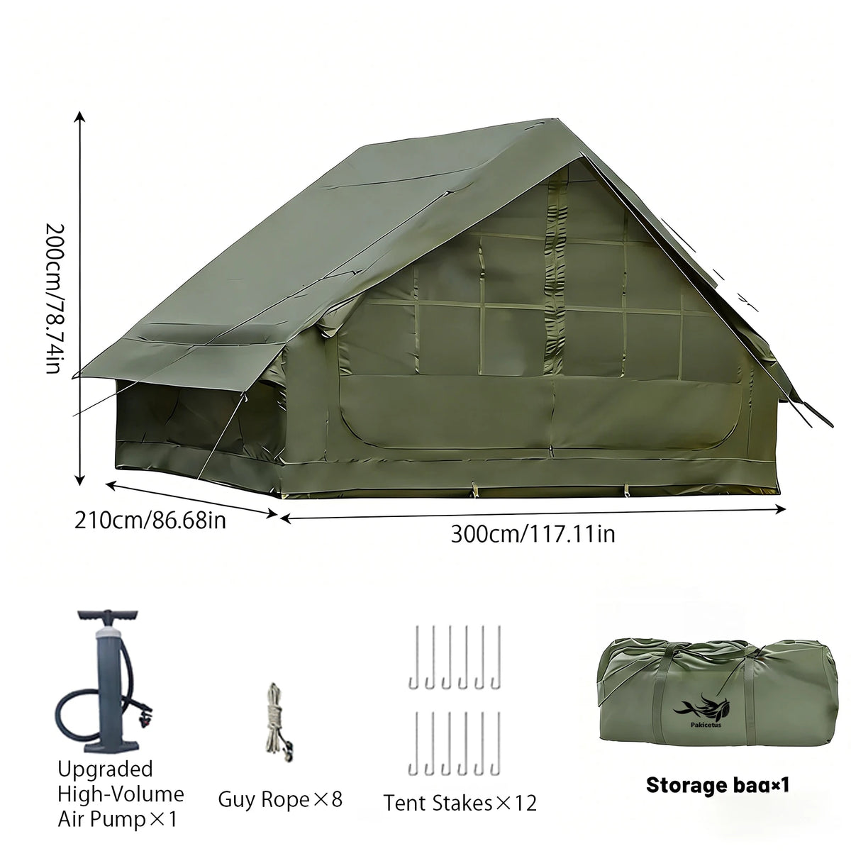 Pakicetus Inflatable Camping Tent With Skylight And Quick Setup