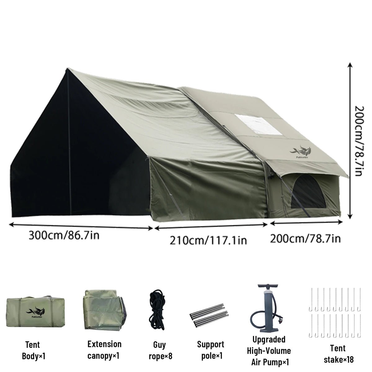 Pakicetus Inflatable Camping Tent With Skylight And Quick Setup