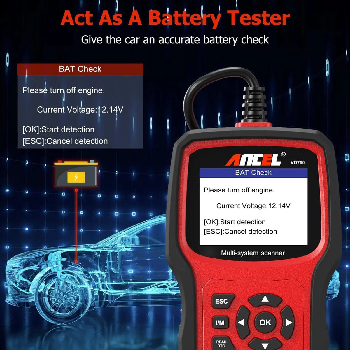 ANCEL VD700 OBD2 Scanner For VW Audi Full System Diagnostics