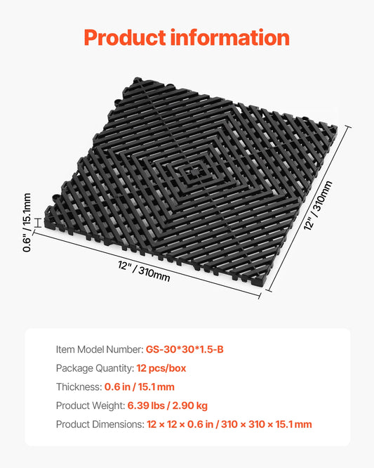 SucceBuy Interlocking Non Slip Drainage Floor Mat Tiles
