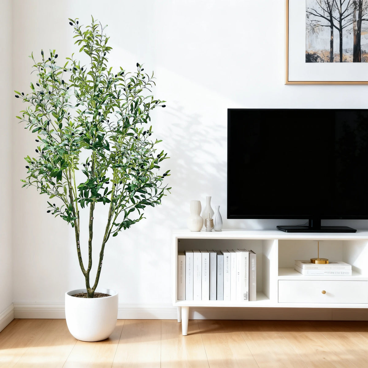 HiMISS Artificial Olive Tree With Realistic Leaves And Fruits