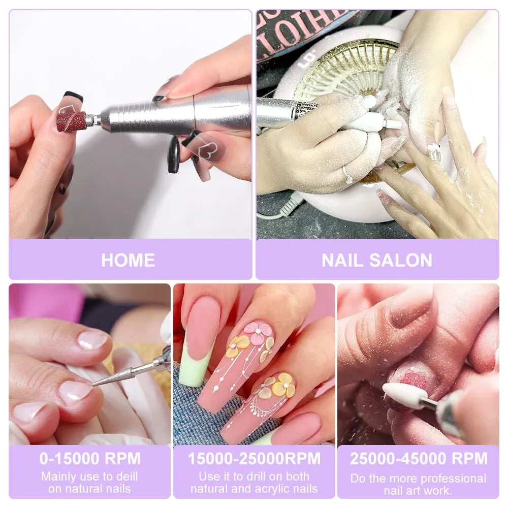 Limegirl Rechargeable Electric Nail Drill and Polishing File Kit