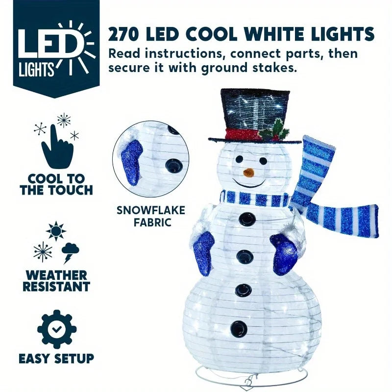 Joyfy Collapsible Snowman LED Yard Lights for Christmas Holiday Decor