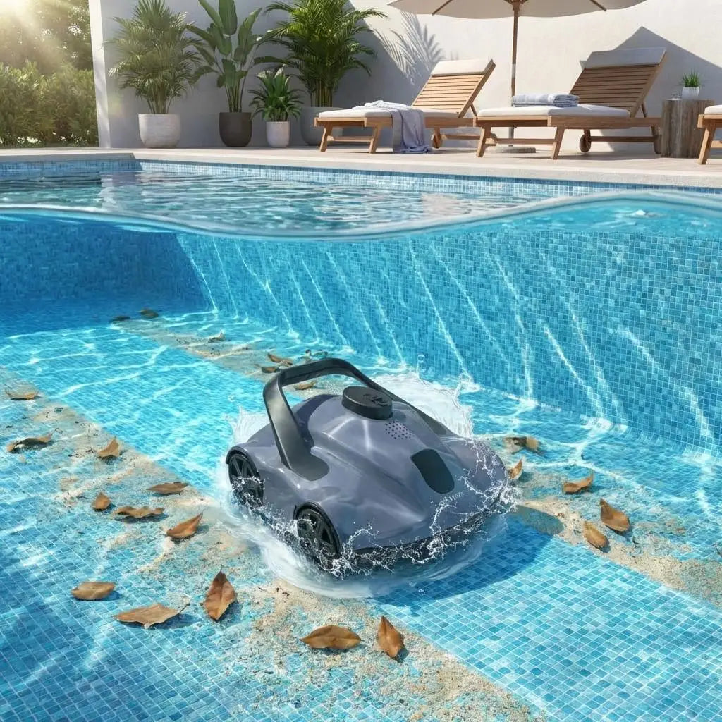 Cordless Robotic Pool Cleaner With Self Parking And Efficient Filtration