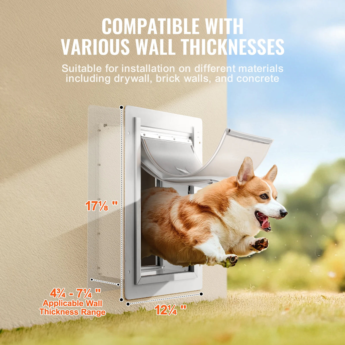 SucceBuy Weatherproof Metal Pet Door With Lock And Three Flaps