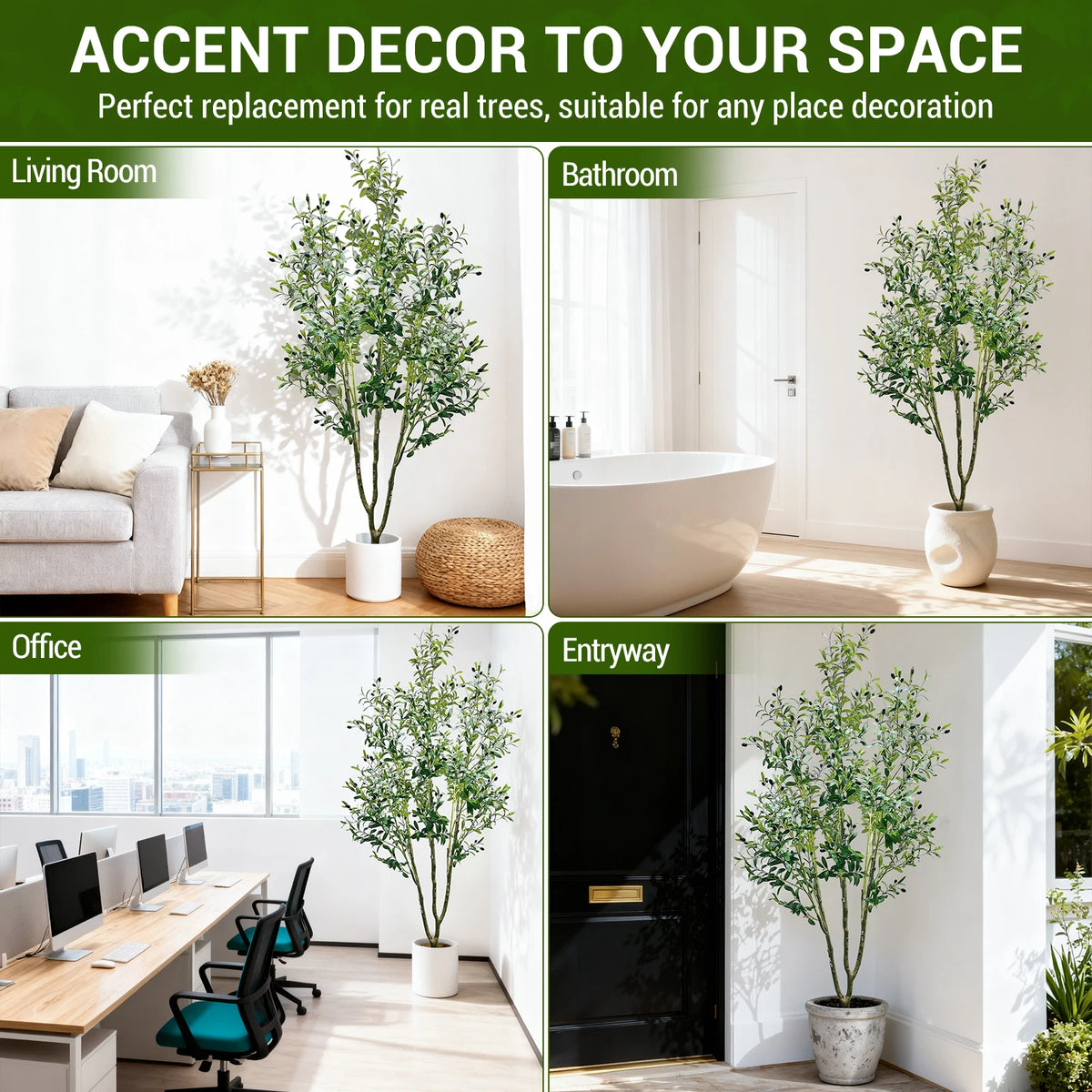 HiMISS Artificial Olive Tree With Realistic Leaves And Fruits