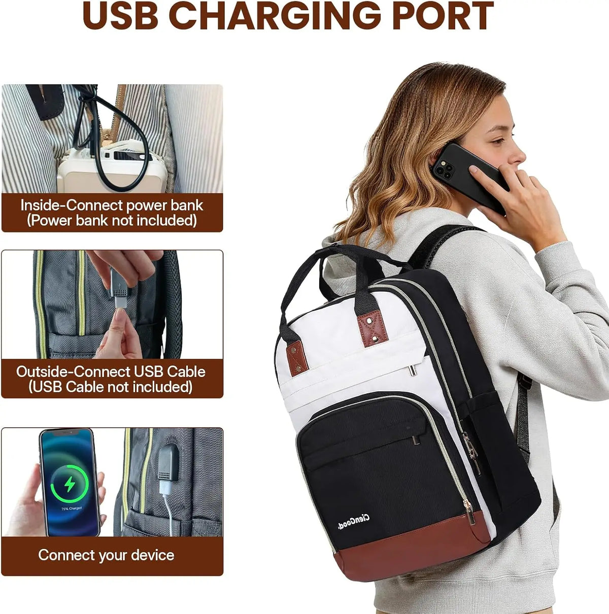 Stylish Laptop Backpack With USB Charging Port And Travel Storage