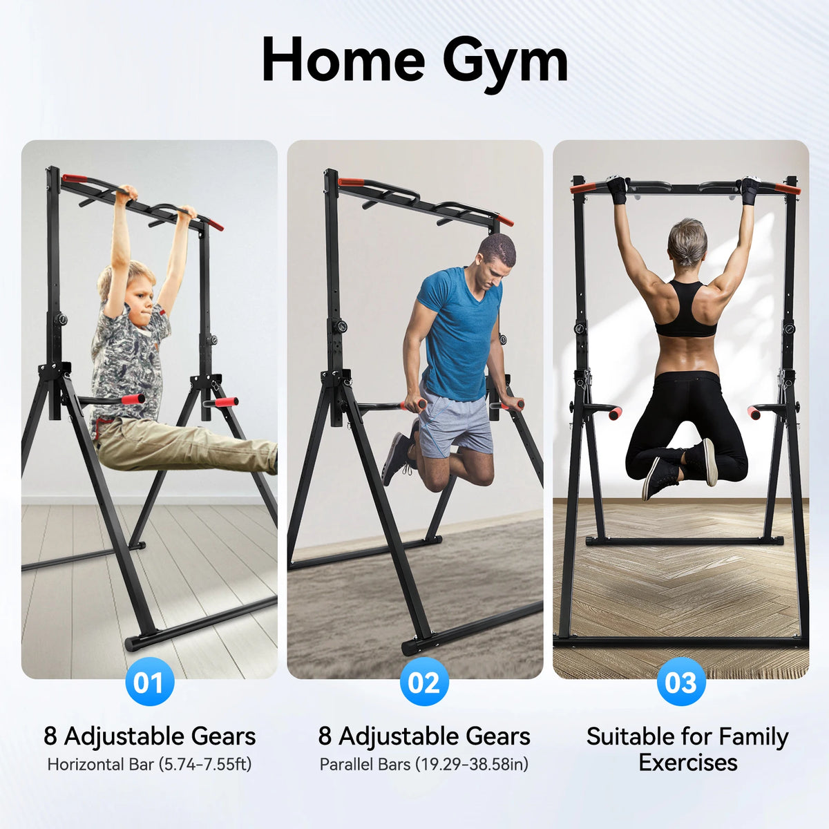 Adjustable Foldable Pull Up Bar Home Gym Strength Training Station