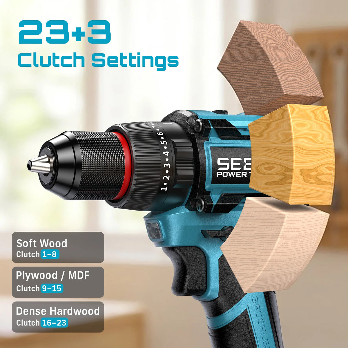 Seesii 21V Brushless Cordless Drill And Impact Driver Tool Kit