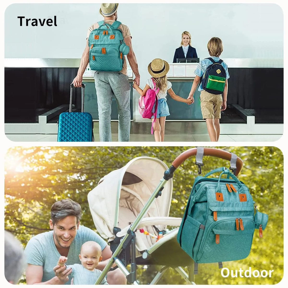 Kabaqoo Diaper Backpack With Changing Station And USB Charging Port