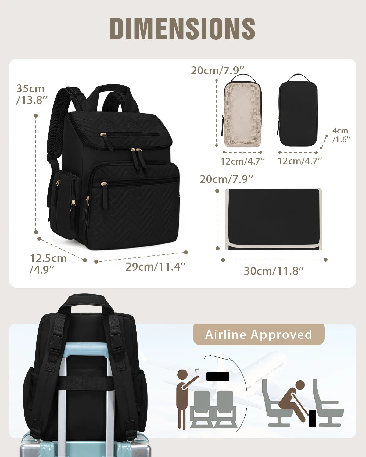Kabaqoo Waterproof Diaper Backpack With Changing Pad And Organizer Pouches