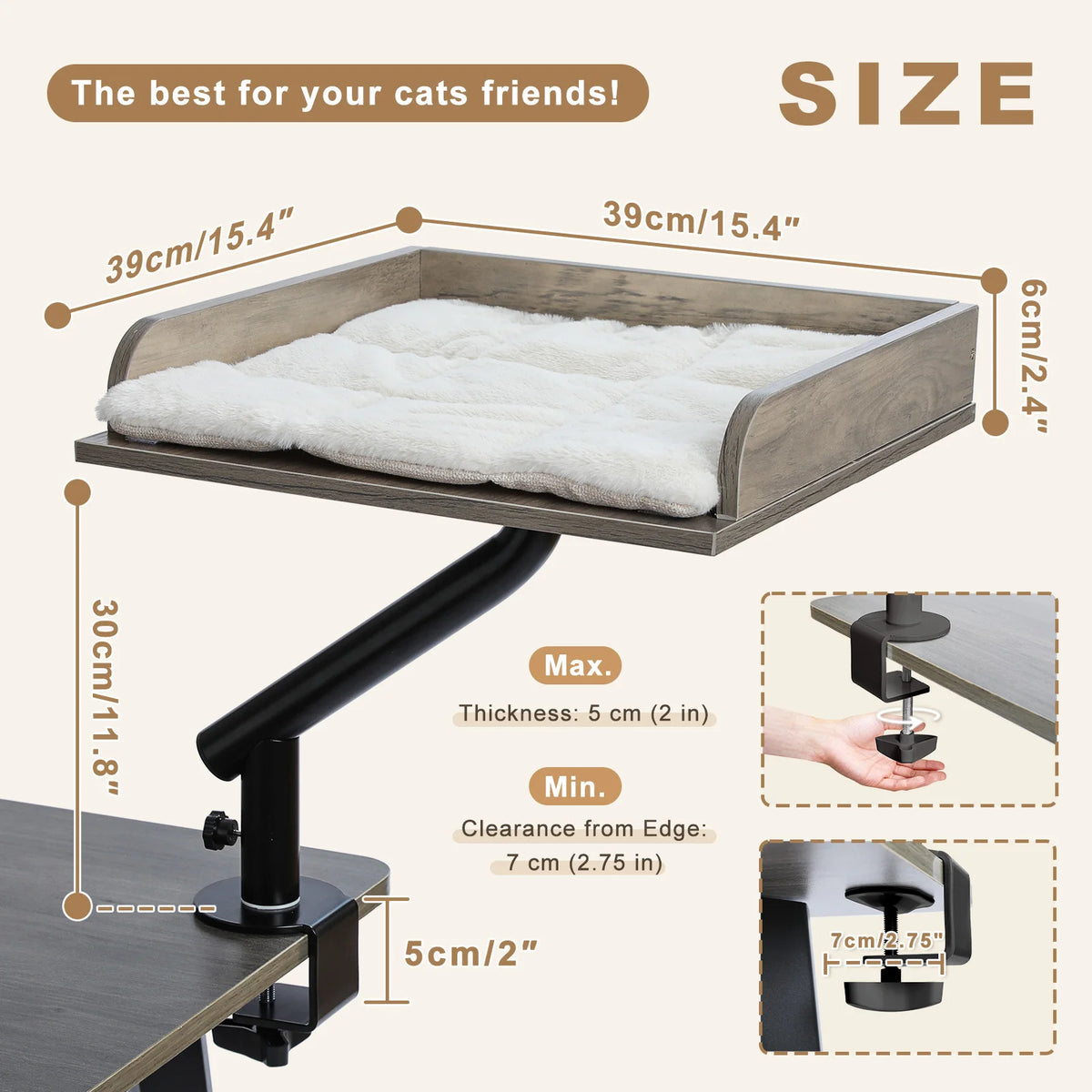 PAWZ Road Rotatable Cat Desk Bed With Adjustable Hammock Stand