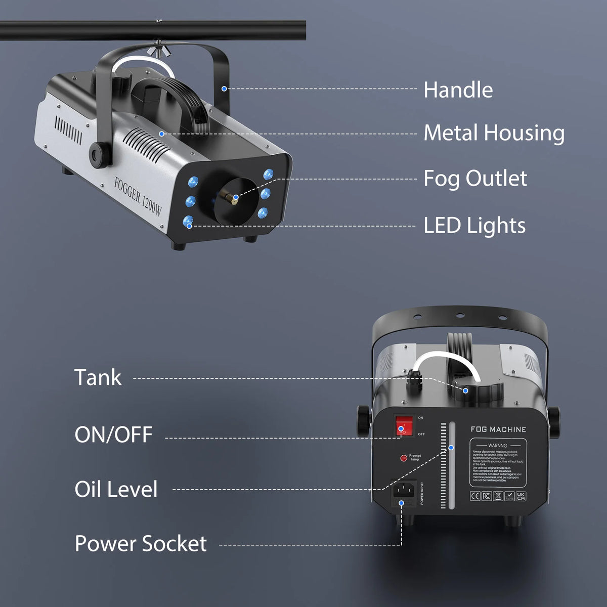 Rudderstar RGB Smoke Machine With LED Stage Lighting